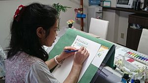 冨樫富美恵のカリグラフィー教室 Fumie.Togashi Calligraphy Class お誕生日カード作成1dayレッスン1
